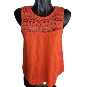 Old Navy Eyelet Yoke Sleeveless Top in Orange S